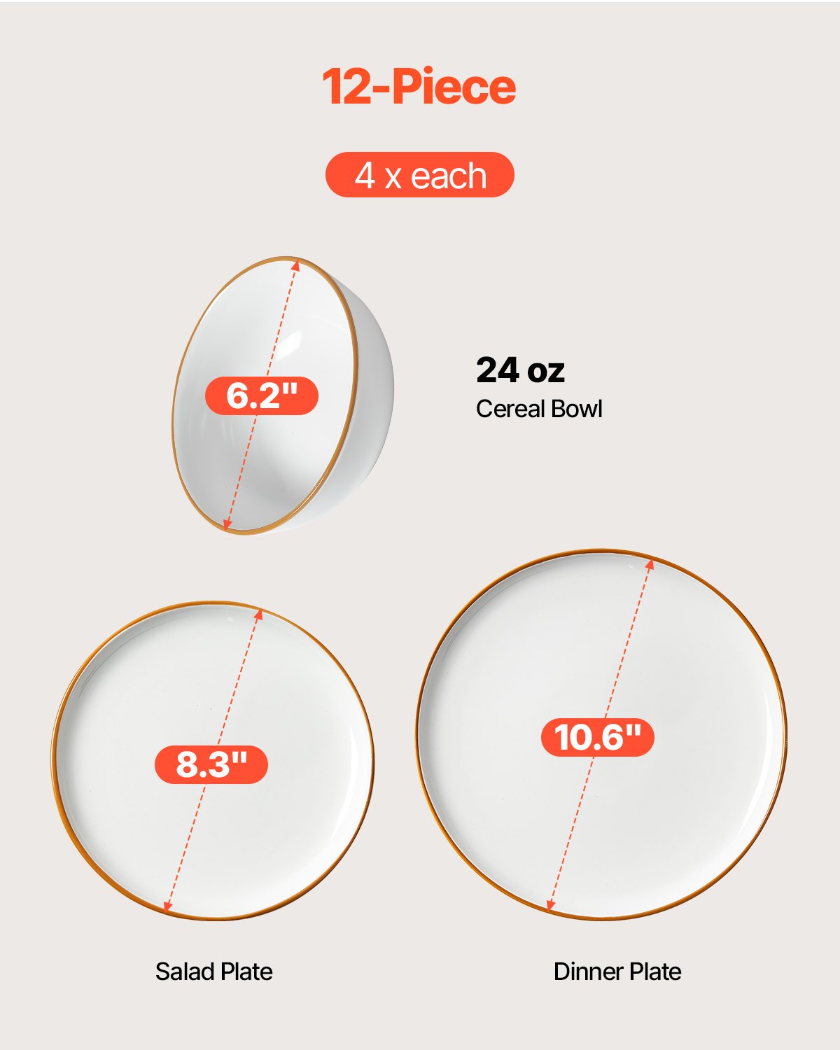 Dinnerware Set Service For 4 People